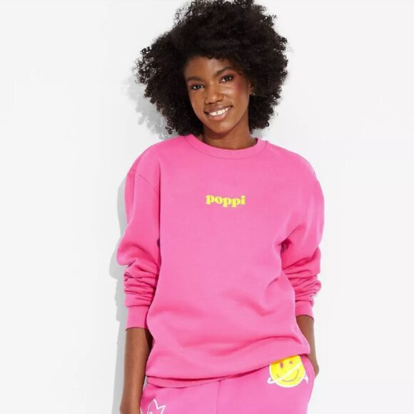 NWT Adult Poppi Forever Icon Graphic Sweatshirt - Pink - Picture 1 of 2